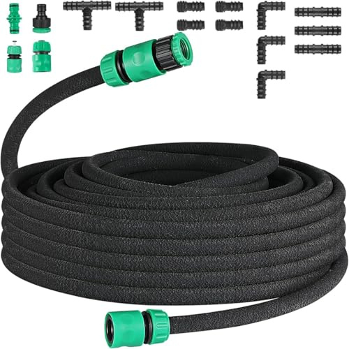 DEJIN Tropfschlauch Set, Perlschlauch Für Tropfbewässerung, Gartenschlauch für Bewässerung, Gärten, Rasen, Terrassen(15m)