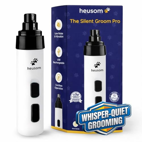 Heusom Silent Groom Pro Pet Nail Grinder | Whisper Quiet Dog Nail Grinder | Claw Trimmer for Dogs, Cats & Other Animals | Safe & Stress Free Nail Grooming, Ideal for Sensitive Dogs of All Breeds &Sizes