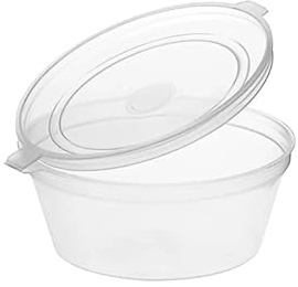 We Can Source It Ltd 100 4oz Round Plastic Containers With Hinged Lids | Clear Food Grade Re-Usable Sauce Cups | Freezing Storage Takeaway Hot and Cold