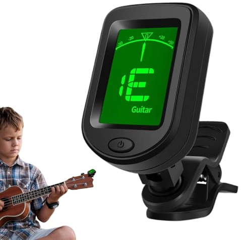 Clip on Tuner für Gitarre, Gitarrentuner -Clip auf Wiederaufladbarer Bass | Digitales LCD -Display, 360 -Grad -Rotationssaitinstrumenten -Tuning -Tool für Bass, Ukulele, Banjo und V
