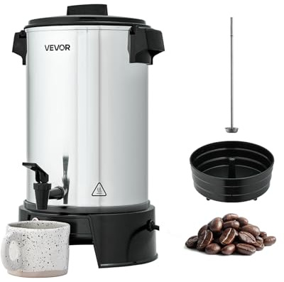 VEVOR Percolateur à Café 4,5 L 30 Tasses, Distributeur de Boissons Chaudes avec Robinet Anti-goutte, Infusion Rapide, Contrôle Automatique de la Température, pour Restauration Bar Café Restaurant