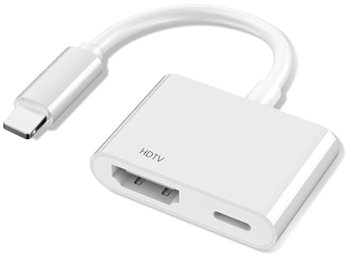 Suoxiom HDMI Adapter für iPhone【Apple MFi-Zertifiziert】, HDMI 1080P Digital AV Adapter mit Video & Audio Sync, Plug & Play, Kompatibel mit TV/HDTV/Monitor/Projektor, Kein Netzteil Erforderlich