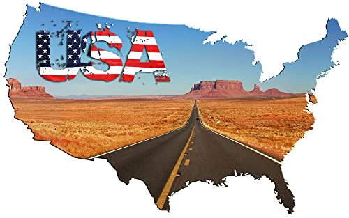 GRAZDesign Wandtattoo USA Landkarte | Wandsticker Wohnzimmer | Wandaufkleber selbstklebend | Wand Deko als Klebefolie | Fototapete XXL 3D, 49x30cm