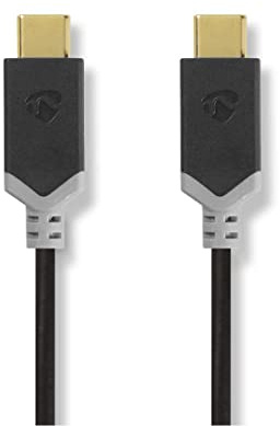 Nedis USB-Kabel - USB 3.2 Gen 1 - USB-C Stecker - USB-C Stecker - 60 W - 4K@60Hz - 5 Gbps - Vergoldet - 2.00 m - Rund - PVC - Schwarz - Box