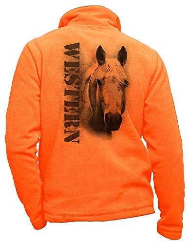 Reiter-Fleece orange personalisiert mit einem Pferd Horse - Reitkleidung Größe L