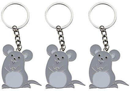 Amosfun Niedliche Maus-Schlüsselanhänger, Cartoon-Tier-Schlüsselanhänger, Metall, Mini-Maus, Schlüsselanhänger, Anhänger für Männer, Frauen, Kinder, 3 Stück