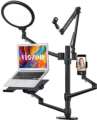 Creator/Online Teacher Desktop Live Stand Set 6-in-1 25.4 cm LED ring light microphone holder