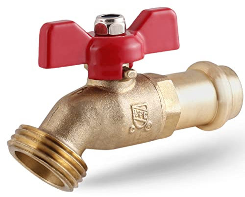 Midline Valve 12CECUS-OM Quarter Turn Boiler Drain Valve; 1/2'' Press Inlet x 3/4'' MHT Outlet; Lead Free Forged Brass