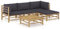 vidaXL Gartenmöbel 5-TLG. mit Dunkelgrauen Kissen Garten Garnitur Sitzgruppe Sofa Gartensofa Lounge Gartenset Sitzgarnitur Mittelsofa Ecksofa Fußhocker Bambus