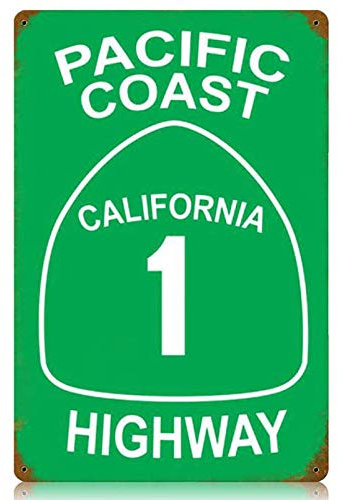 Lenrius Pacific Coast Highway California 1 Ca PCH Road Blechschild 30,5 x 20,3 cm