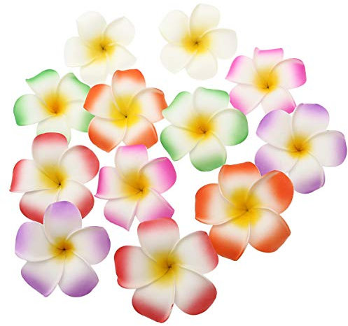 FRCOLOR 12Pcs 9Cm Hawaiian Plumeria Blume Clip Hawaii Schaum Haar Clips Plumeria Haarspange Strand Party Haarnadeln (Weiß Lila Grüne Rose Rot Rot Orange)
