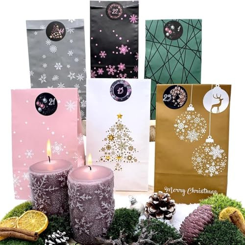 endlosschenken Adventskalender zum Befüllen Tüten Weihnachtskalender zum selber Basteln mit großen Tüten Kraftpapier