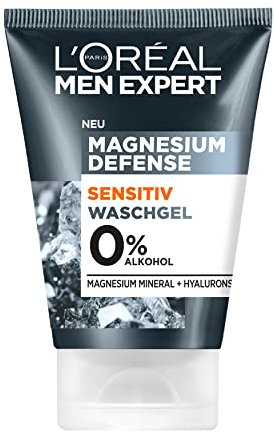 Men Expert Reinigungsgel für empfindliche Männerhaut, Mit Hyaluron für ein gepflegtes Hautbild, Magnesium Defense Sensitiv Waschgel, 1 x 100 ml
