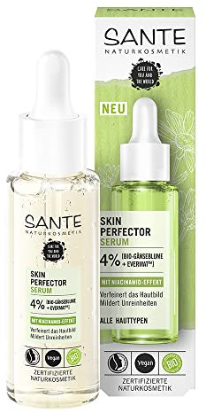 SANTE Naturkosmetik Serum mit Niacinamid-Effekt, Gesichtsserum für einen ebenmäßigen Teint und verfeinerte Poren, Mit pflanzlichem Wirkstoff, Skin Perfector Serum, 30 ml