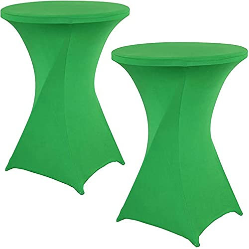 Highdi Stretch Stehtischhusse, Stehtisch Hussen Ø 60 / Ø 80 cm, Verstärkung im Fußbereich und Viele Farben Waschbar für Runden Tisch Hochzeit Bankett Tischdekoration (Grün, 80x110cm)