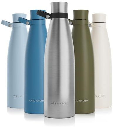 LARS NYSØM Gourde INOX 750ml | 0.75L Bouteille d’eau isolée | Gourde étanche pour Le Sport, la Bicyclette, Les Enfants (Stainless Steel, 750ml)