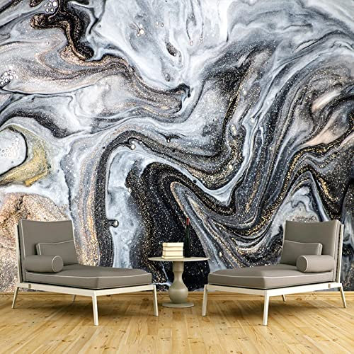 Vlies Fototapete Schwarze geometrische Marmorstruktur 3D Effekt Vlies Tapeten Wandtapete XXL Moderne Wanddeko Wohnzimmer Schlafzimmer Büro Flur 300 cm B x210 cm H