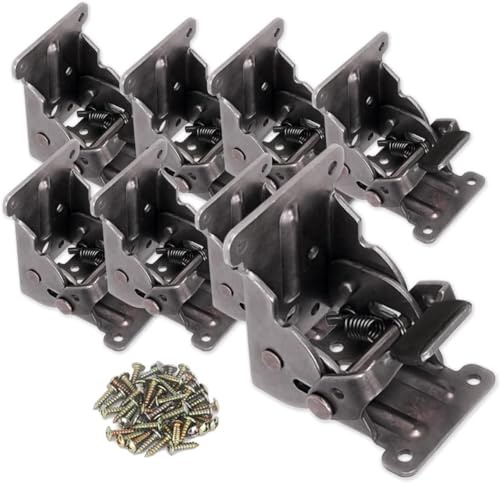 8 Pack Heavy-Duty Folding Table Leg Brackets,TopDirect Self-Locking Hinges | Self Locking Folding Hinges with 90 Self-locking, Lock Extension Support Bracket Hinges with Screws for Table Bed Leg Feet
