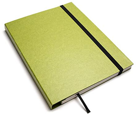 tyyp, Nachhaltiges Notizbuch A5, 100% Recyclingpapier, Innentasche, Handmade (Hellgrün)
