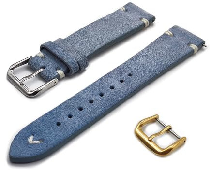 Armband aus echtem Wildleder mit Nähten, Vintage-Schnürung, 18 mm, 20 mm, 22 mm, Farbe Schwarz, Blau, Grün, Braun, Schnürung, 18mm