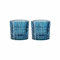 Spiegelau & Nachtmann Square Teelichthalter 2er Set, Vintage Blue, Höhe: 6,6 cm, Windlicht aus Kristallglas, 104901
