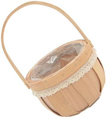 LIFKOME Gewebter Aufbewahrungskorb Aus Holz Rund Und Dekorativ Als Tischkorb Oder Blumenkorb Geeignet Handgefertigt Für Zuhause Und Garten