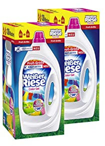 Weißer Riese Color Gel 260 WL (2 x 130 Waschladungen), Color Waschmittel sorgt für strahlend saubere Wäsche & wirkt riesig stark gegen Flecken, Kalt-Aktiv schon ab 20° C, 100% recycelbar*