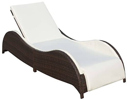 ZQQLVOO Sonnenliege mit Polsterauflage Poly Rattan Braun Liege Garten Freizeitliege Outdoor Gartenliege Poolliege Geeignet für Garten, Terrasse, Hinterhof, Poolside
