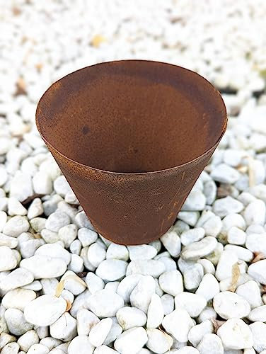 Zen Man 032184 Pot de fleurs en rouille patiné pour décoration de jardin fait main Hauteur 12 cm 0,2 kg