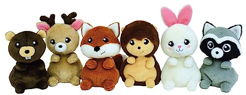 JEMINI KIDIMOLS Animaux DE LA Foret Peluche +/- 14CM : Castor, CERF, Renard, Lapin, Raton-Laveur ET Herisson