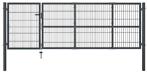 RAUGAJ Gartentor mit Pfosten Stahl 350x100 cm anthrazit, Artikelfarbe anthrazit