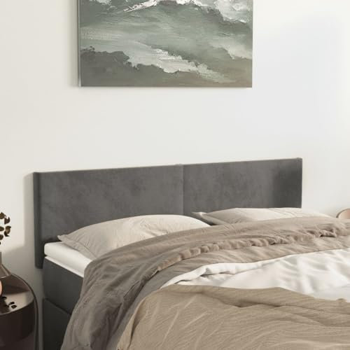 vidaXL Kopfteile 2 STK. Dunkelgrau 72x5x78/88 cm Samt