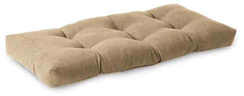ELFJOY Tufted Bench Cushion Thicken Patio Furniture Cushions Classic Solid Color Porch Swing Cushion Soft Bench Pillow with Non Slip Backing (34x16x3.5 inch Khaki
