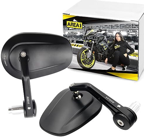 Area1 Motorrad Spiegel Lenkerendenspiegel CNC kompatibel mit MT-07 690ccm MT-07 Tracer 700 GT, Moto Cage (V67)