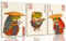 ZARTMYY 3 Stück Vintage Japanischer Frosch Wandkunst Niedlich Lustig Japanisch Samurai Poster Drucke Japanisches Matsumoto Hoji Gemälde Bilder Eklektisches Tier Leinwand Wanddekoration Gerahmt(grün,