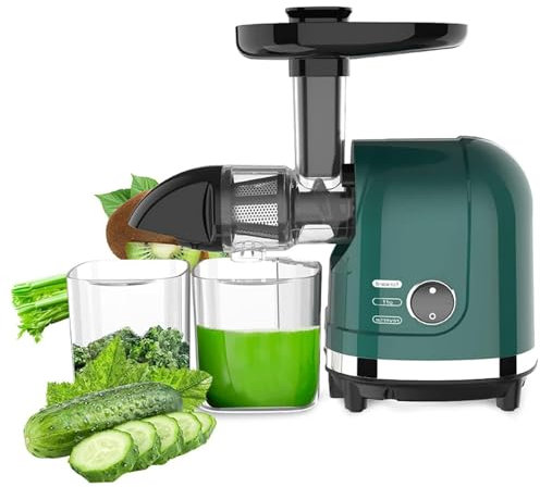 emobwdy Extractor De Zumos Y Verduras - 250w Licuadoras para Zumos con Tazas Y Cepillo - Slow Juicer Machine - Exprimidor Masticador para Frutas Y Verduras-Velocidad 60-80 RPM,Green