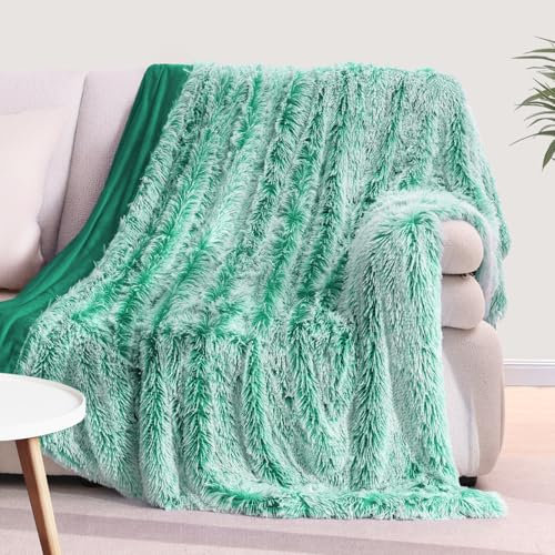 KANKAEU Kuscheldecke Flauschig 130×160 cm, Super Weich & Warme Decke, Farbverlauf Grün Kuscheldecke, Hochwertige Wohndecke, Fleecedecke, Sofadecke, Tagesdecken, Couchdecke