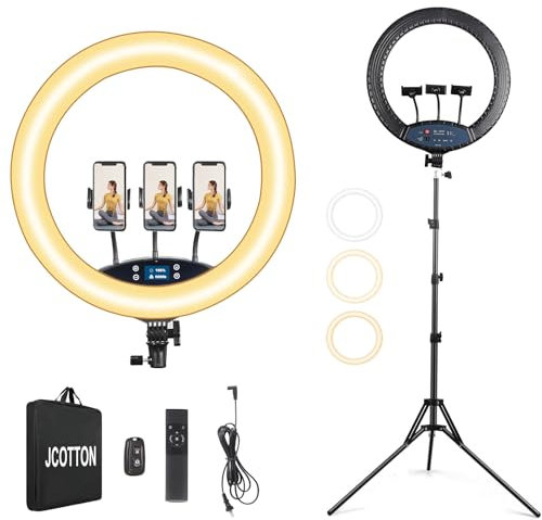 JCOTTON 19 Zoll Ringlicht mit Stativ Handy Selfie Licht Ringleuchte Ring Light Dimmbare Lichtring Ringlampe Videoaufnahmen, Selfie, Live-Stream, Makeup/Fotografie Kompatibel mit Smartphone (19P)