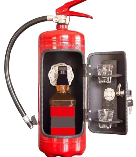 ZZPXMY Feuerlöscher Mini Bar Weinkühler,Kreative Neuheit Wein Storage Box,Metall Mini Bar,Feuerlöscher Form Wein Storage System,Kreative Feuerlöscher Form Wein Storage System. (Rot)