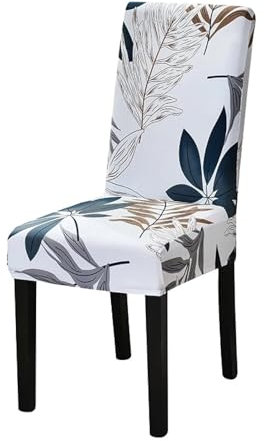 ZISTRCBAO Stuhlhussen Für Esszimmerstühle, Stretch-Stuhlhussen Mit Blumendruck Für Esszimmerstühle, Stuhlhussen, Abnehmbarer, Staubdichter Spandex-Stuhlhussen Für Esszimmer, Weiß, 4 Stück