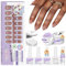 SAVILAND Kit Complet Faux Ongles Amande Courte SSProTip X™, Nudes Français Press on Nails avec Lampe a Ongle U V, Gel Construction Ongle, Huile Cuticule, Top Coat, Autocollants Adhesif, Dissolvant
