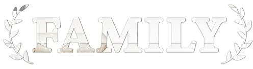 Sicheii Familienbuchstaben Spiegel Wanddekoration, 3D Acryl Spiegel Wandaufkleber Aufkleber Familie Brief Zitate Home Decor Blätter verspiegelte Buchstaben Schilder dekorative Wandkunst für Wohnzimmer