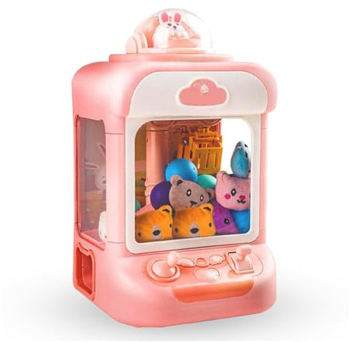 Machine A Poupee Automatique , Contient 20 Mini Jouets Et 10 Capsules Mini Machine à Griffes Jouet Enfant Mini Peluche , Est IdéAl pour Les Enfants Et Les FêTes ,Pink