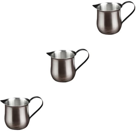 Cabilock 3 Pièces pot à lait en acier inoxydable pot à lait pichet de crème à lait pot à crème en acier tasses à arrosage bouteille pichet de mousse de lait bidon de lait