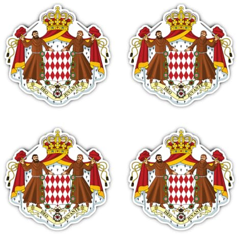 Aufkleber: 100 mm, 4 Stück - Wappen - Monaco - MC - für Auto, Laptop und mehr