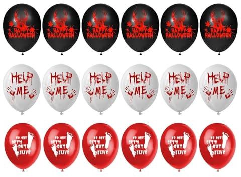 Blutige Luftballons,Blutige Handabdruck-Luftballons - 18 Stück gruselige Latexballons - Gruselige Dekorationsballons, Halloween-Horror-Ballons, Horror-Geburtstagsballons