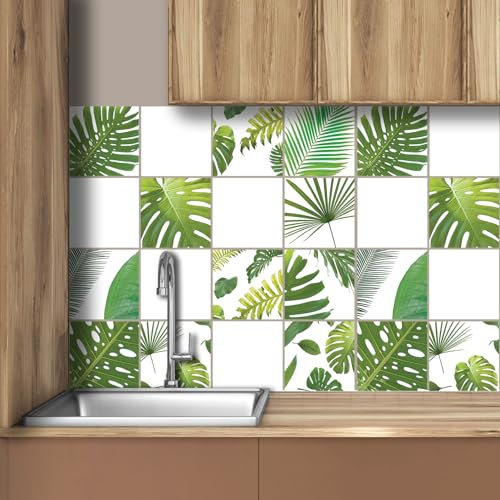 AREDE 32 Pz Adesivi per Piastrelle Bagno e Cucina 15 x 15 cm Autoadesivo Decorazione Adesivo murale in PVC Impermeabile Adesivi Parete mattonelle mosaico stile / T1018