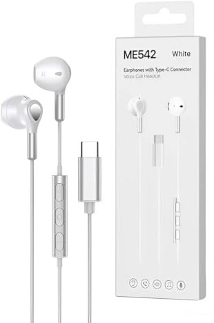 Usb c Headphones for Samsung, Noise isolating In-Ear Wired Headphones, Portable Headphone USB C Earphones with Microphone Earbuds Compatible With Samsung And All Other C Type Device (White)