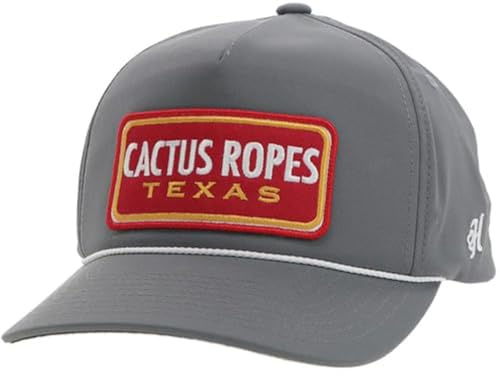 Hooey Trucker-Mütze für Herren, Motiv: Kaktus-Seile, verstellbar, Snapback-Mesh-Baseballkappe, atmungsaktiv, Westernhut, Grau/Rot, Einheitsgröße