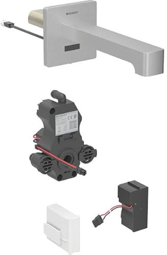 Miscelatore per lavabo Geberit Brenta, sporgenza 220 mm, senza miscelatore, funzionamento a rete, per scatola funzionale da incasso, 116.291., Colorazione: Acciaio inox Ottica